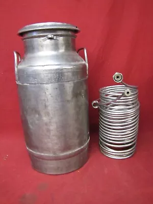VINTAGE 20 QT STAINLESS MILK CAN MARKED MILITARY USE JOHN WOOD Co. With Coil • $106.24