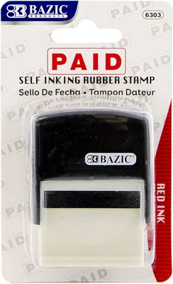 $7.24 • Buy BAZIC Paid Self Inking Rubber Stamp (Red Ink), Stamp Impression Size 1.41  X 0.4