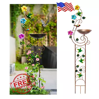 57″ Height Metal Bird Bath With Trellis For Outdoor Vintage Decorative BirdBath • $66.50