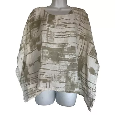 Eva Tralala Tan Lagenlook Linen Made In Paris Art To Wear Tunic Blouse • $30