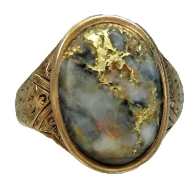 14k Antique Gold In Quartz Ring California Gold Rush -mens Or Womens • $1650