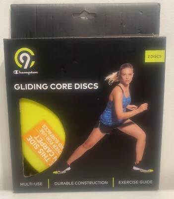 Champion Gliding Core Discs (2) Exercise Guide Yellow/Black Carpet Or Wood Floor • $13