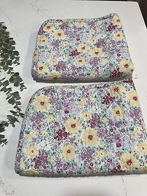 2 Nicole Miller Home Quilted Shams Pillow Case Floral Multicolor Pattern 26x20 • $25