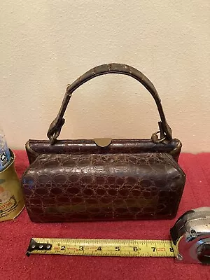 Vintage Alligator Gator Leather Purse Handbag Crocodile Croc Bag Taxidermy Rare • $25