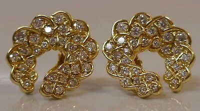 $8500 • Buy Stunning Designer Jose Hess 18K Yellow Gold & Diamond Earrings - 4.30 TCW