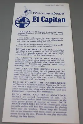 Santa Fe El Capitan Railroad Train Brochure  Menu 1968 • $4.95