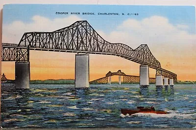 South Carolina SC Charleston Cooper River Bridge Postcard Old Vintage Card View • $0.50