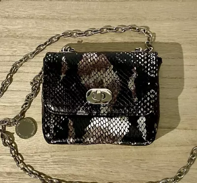 BANANA REPUBLIC - Vintage - Metallic Leather Black Brown Silver Snakeskin Bag • $37