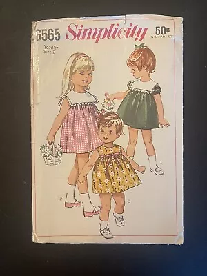 Simplicity 6565 Pattern Dress Size 2 Toddler Precut Vintage 1966 • $6.97