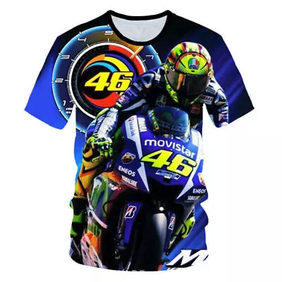3D VR46 Valentino Rossi Motorbike Casual T-Shirt Women Men Kids Short Sleeve • $24.29