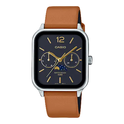 Casio Analog MTP-M305L-1A Moonphase Quartz Men's Watch Genuine Leather Band  • $107.10
