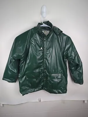 Vintage Duck Bay PVC Heavy Lined Raincoat Jacket Large Green Outdoor Rubber  • $50.94