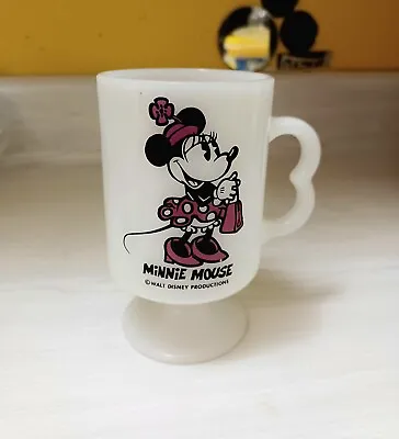 Vintage Minnie Mouse Milk Glass Walt Disney Footed Mug Mickey Mouse • $9.99