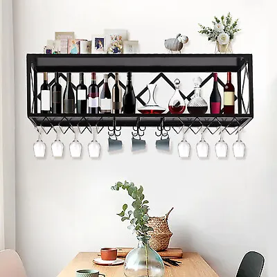 Metal Wine Rack For Wine Storage Wall-mount 2-tier Hanging Goblet Rack 120cm • $230