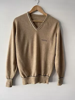 JAEGER Gorgeous Beige 100% Fine Wool Blend V- Neck Jumper Size Small • £12.50