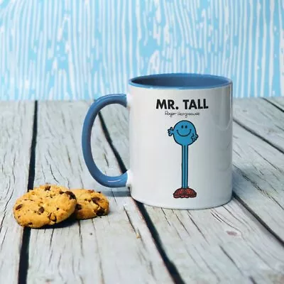 Mr Men Porcelain Mug Mr Tall 11oz Coffee Cup Kitchen Dining Drinkware Gift Blue • £12