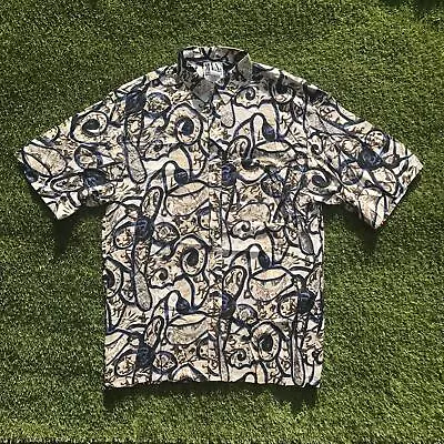 90s Vintage Mens Abstract Rayon Shirt Small S | Festival Pattern Crazy | • $40