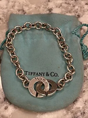 £373.37 • Buy Tiffany & Co 1837 T&Co Interlocking Circles Toggle Bracelet Sterling Silver 7.5 