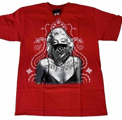 Men's T-Shirt Red Tattooed Marilyn Monroe Sizes M L XL 4X Unique Design • $8.99