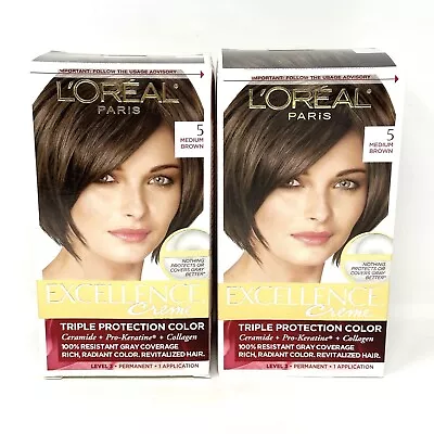 (2 Pack) Loreal Paris 5 Medium Brown Excellence Creme Hair Color  • $19.99