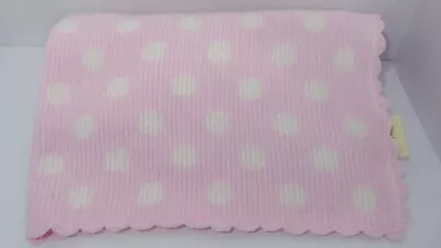 Nursery Rhyme Baby Blanket Pink White Dots Chenille Scalloped Trim Belk • $27.99