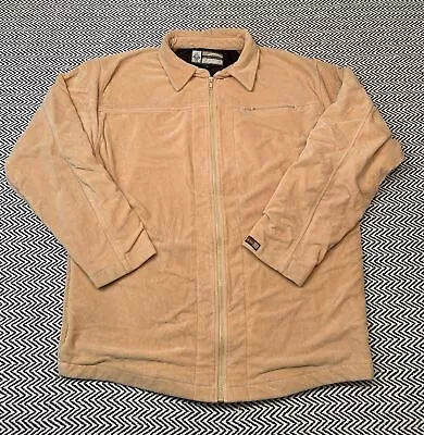 Y2K Prana Corduroy Jacket Beige Full Zip Shacket Pockets Collared Men’s Large • $24.99