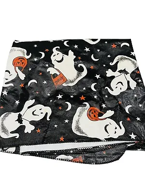 Vintage Halloween Vinyl Tablecloth Rectangle 49”x66” Ghost Moons Flannel Back • $14.99