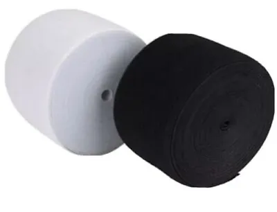 4 Inch Elastic Black / White Premium Quality 100 Mm Wide Flat Corded Clothing • £21.99