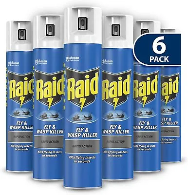 Raid Rapid Action Fly & Wasp Killer Fly Killer Spray For Indoor Use Pack Of 6 • £24.99