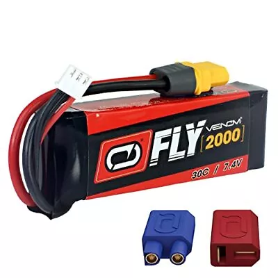 Venom Fly 30C 2S 2000mAh 7.4V LiPo Battery With UNI 2.0 Plug (XT60/Deans/EC3) - • $27.21