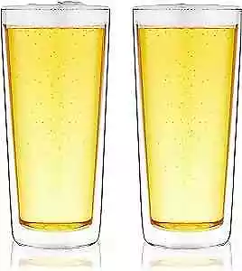  Double Walled Beer Glasses - Insulated - Double Wall Glasses - Pint Glasses • $36.15