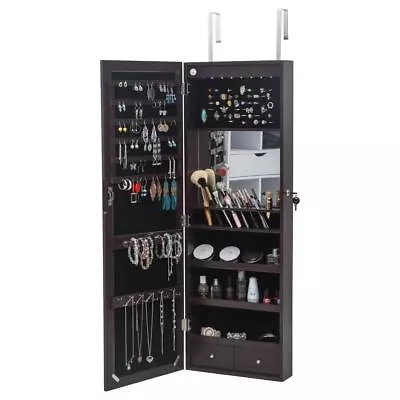 Wall/ Door Mounted Jewelry Cabinet Armoire Jewelry Box Organizer W/ Mirror LED • $76.59