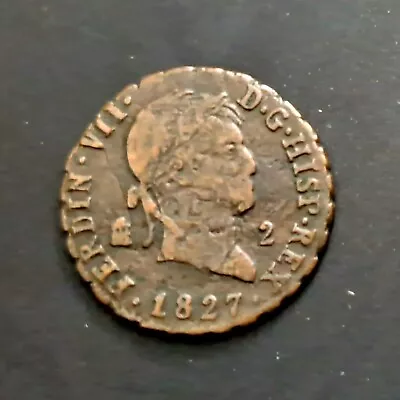 1827 Spain 2 Maravedis KM# 487.1 World Coin • $14.99