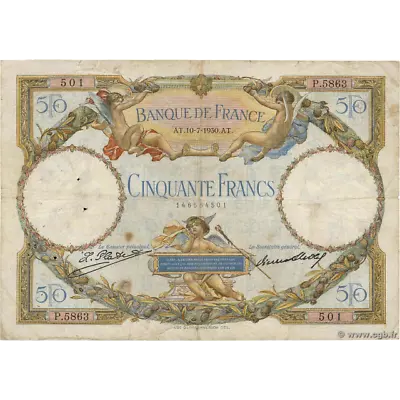 FRANCE P.77b 1930 50Fr F- • £115