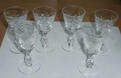 $30 • Buy 6  Lovely Vintage Crystal Glass Nice Design Cordial Sherry Wine Glasses 3.5 Inch