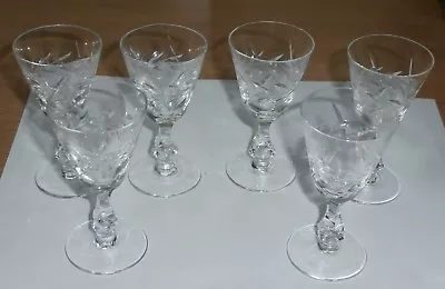 6  Lovely Vintage Crystal Glass Nice Design Cordial Sherry Wine Glasses 3.5 Inch • $30