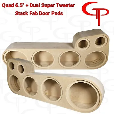 Flush Mount Quad 6.5 Inch + 2 Super Tweet Stack Fab Door Pods Speaker Pair Rings • $313.49
