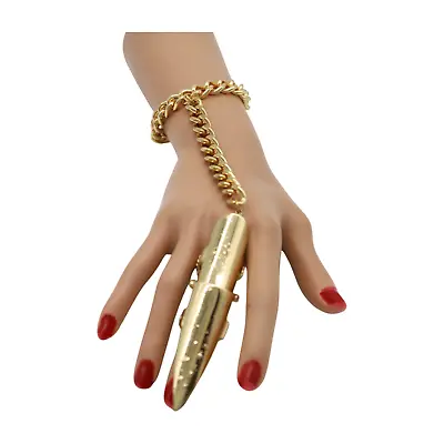 Women Gold Metal Hand Chain Bracelet Long Finger Nail Ring Sexy Fashion Jewelry • $10.95