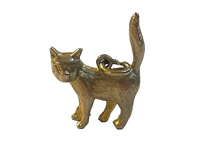 9ct Vintage Cat Charm Solid Gold Heavy 5.8g Circa 1965 • £348