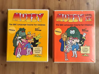 Muzzy BBC FRENCH Language Course Levels 1 & 2 For Children (VHS) ~ Complete • $42