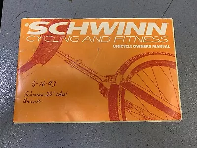 Vintage 1989 Schwinn Unicycle Original Owners Manual • $25