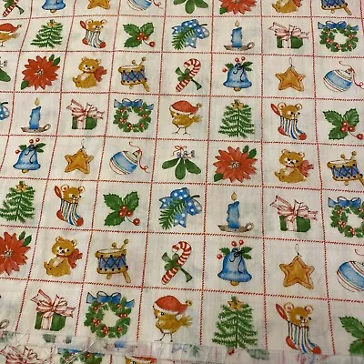 Half Yd 18  X 44  Vintage Christmas Fabric Small Squares  Images Multi Colored • $7.99