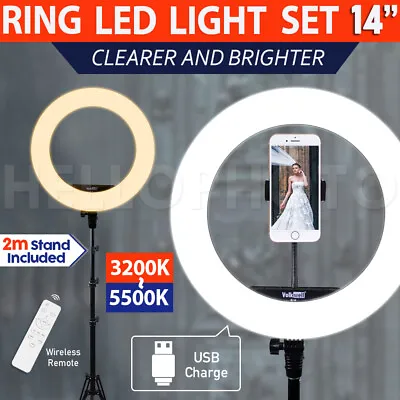 $54.98 • Buy 14 5500K Dimmable Diva SMD LED Ring Light Diffuser Stand Make Up Studio Lighting