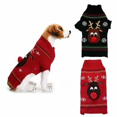 £6.18 • Buy Pet Cat Dog Elk Knitted Sweater Costume Christmas Outfit Jumper Clothes Dress Up
