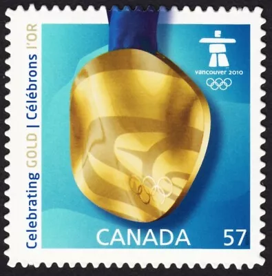 DIE CUT = GOLD MEDAL = VANCOUVER OLYMPIC GAMES = Canada 2010 #2372i MNH • $1.83