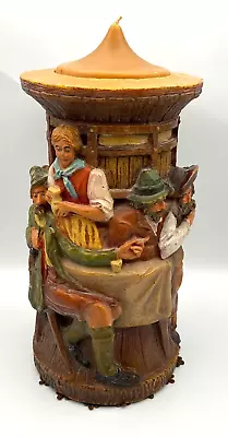 Vintage Gunter Handcrafted Carved Candle 12.5  Unused Germany Bar Scene Colonial • $45