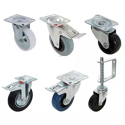 £6.65 • Buy Castor Wheels Polypropylene Rubber Swivel Trolley Furniture Caster Brake