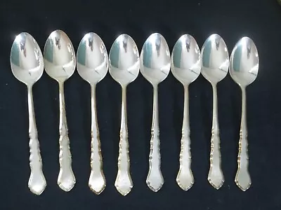 1847 Rogers Bros CENTENNIAL International 8 Teaspoons Silverplate Gold Trim • $24.99