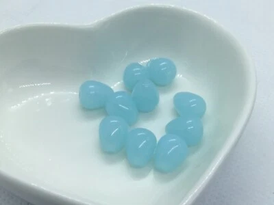 £3.05 • Buy 10 Pale  Blue, Faux Jade Glass Teardrop Shape Beads, 10mm X 8mm