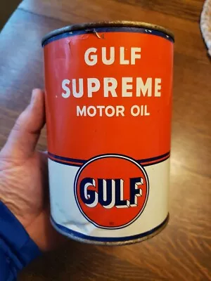 Vintage Gulf Supreme Motor Oil Can Quart No Lid  • $9.99